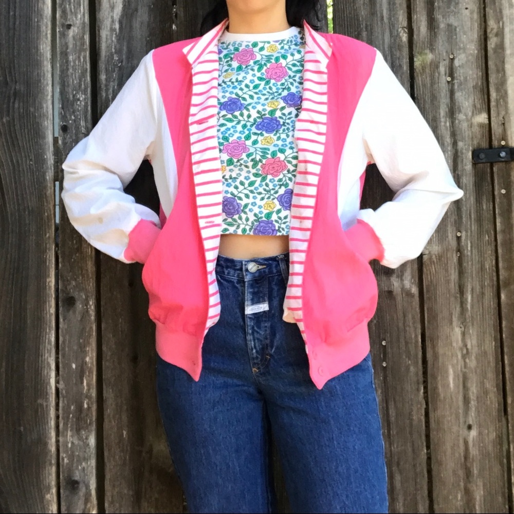 vintage 80s neon pink jacket